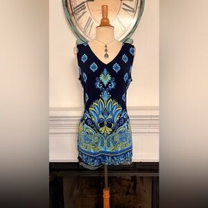 Susan Graver Blue and Green Sleeveless Top